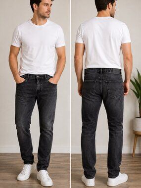 Pull&Bear Skinny Jeans Men's W34 EU44 Black Gray Wash Stretch Denim Pants